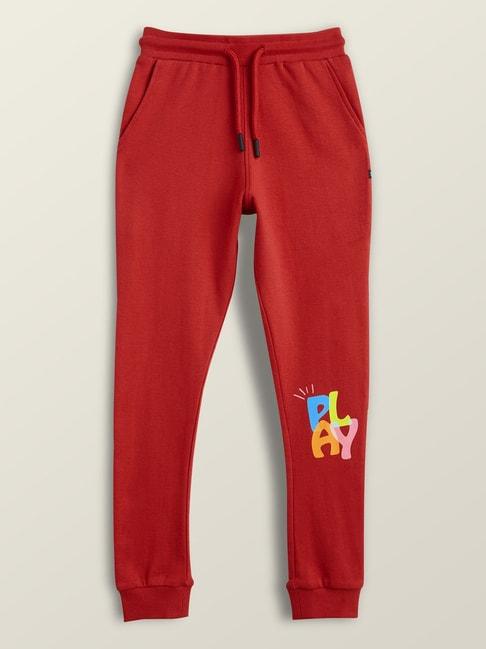 XY Life Kids Red Cotton Relaxed Fit Joggers