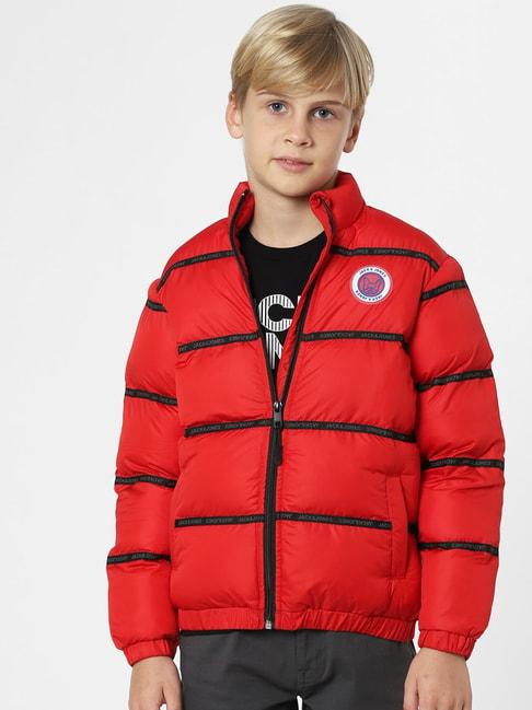 Jack & Jones Junior Red Quilted Full Sleeves Puffer Jacket