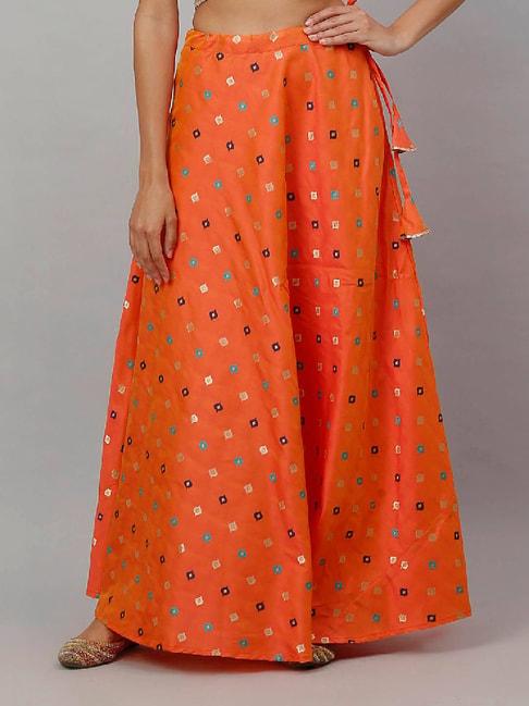 NEUDIS Orange Floral Print Skirt