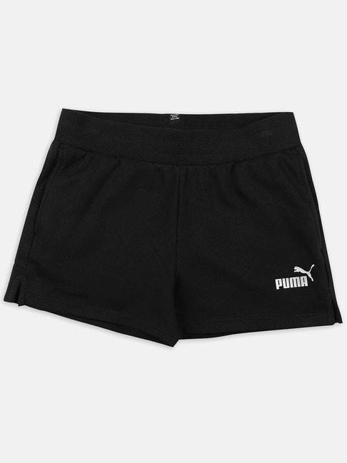 Puma Kids ESS+ FL G Black Cotton Logo Shorts