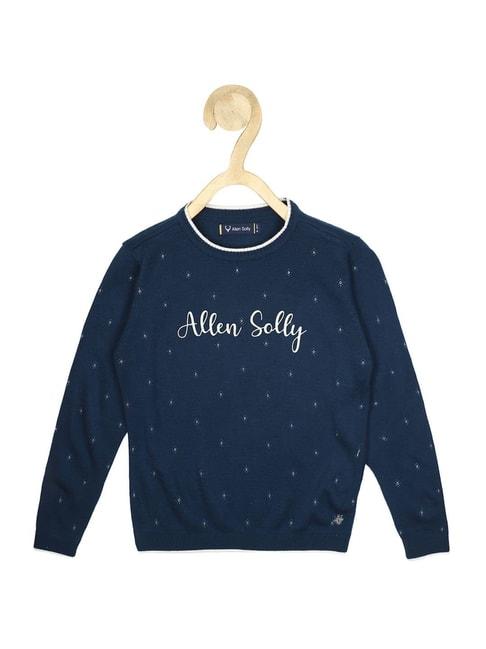 Allen Solly Junior Navy & White Cotton Printed Full Sleeves Sweater