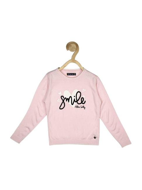 Allen Solly Junior Pink & Black Cotton Printed Full Sleeves Sweater