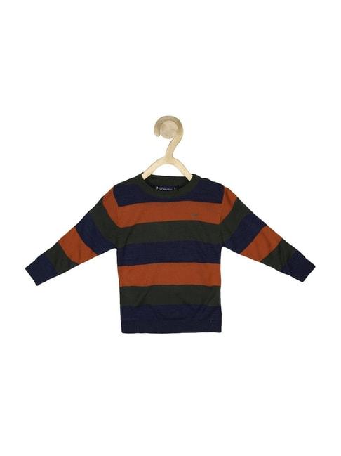 Allen Solly Junior Brown & Blue Striped Full Sleeves Sweater