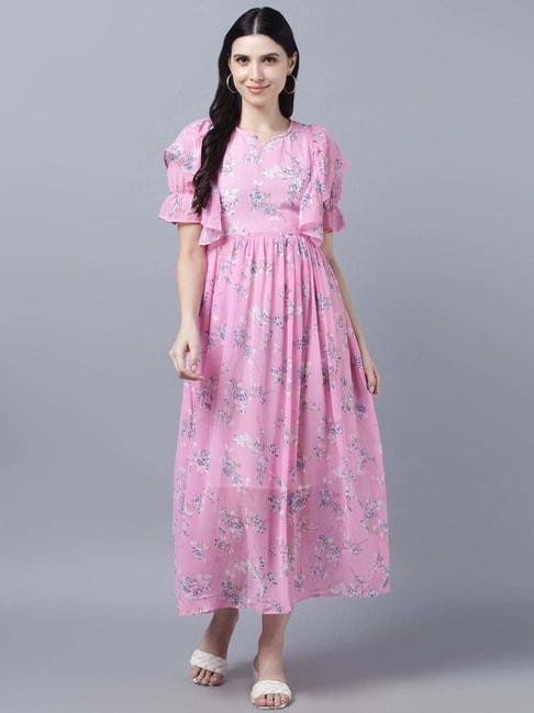Myshka Pink Floral Print Maxi Dress