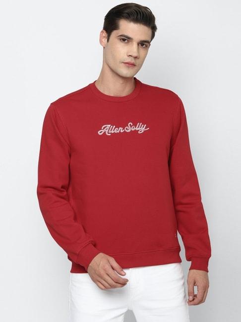 allen-solly-red-cotton-regular-fit-printed-sweatshirt