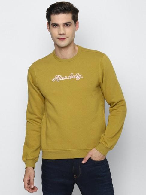allen-solly-yellow-cotton-regular-fit-printed-sweatshirt