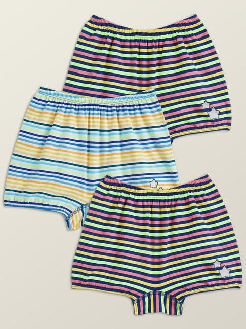 XY Life Kids Multicolor Cotton Striped Bloomers (Pack of 3)