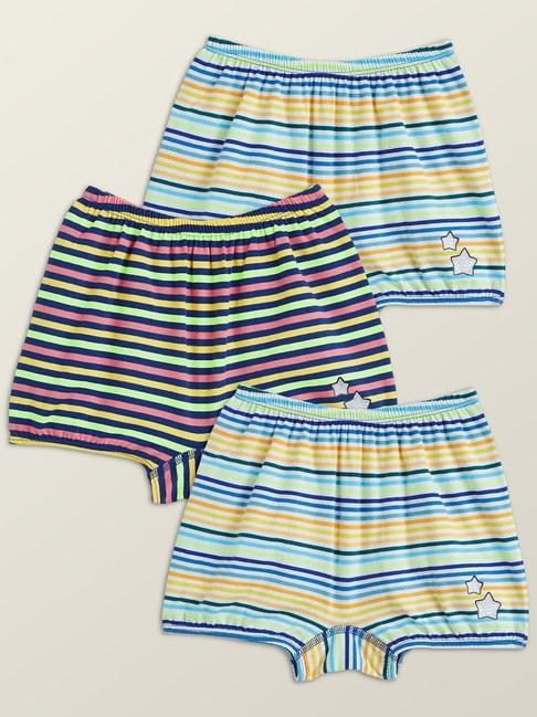 XY Life Kids Multicolor Cotton Striped Bloomers (Pack of 3)