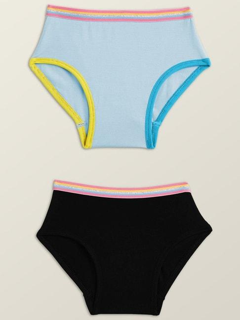 XY Life Kids Sky Blue & Black Relaxed Fit Panties (Pack of 2)