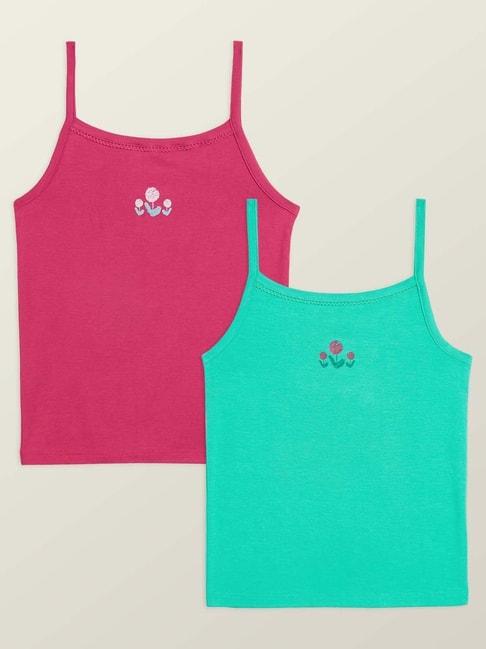 XY Life Kids Green & Pink Relaxed Fit Camisole (Pack of 2)
