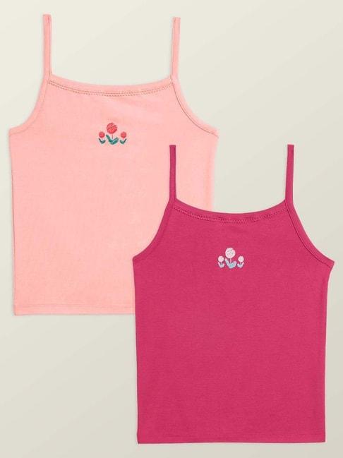 XY Life Kids Pink & Peach Relaxed Fit Camisole (Pack of 2)