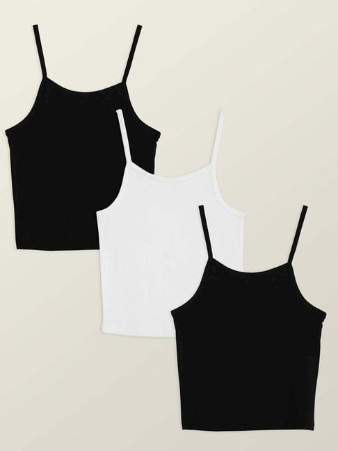 XY Life Kids Black & White Relaxed Fit Camisole (Pack of 3)