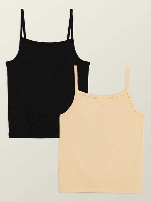 XY Life Kids Beige & Black Relaxed Fit Camisole (Pack of 2)