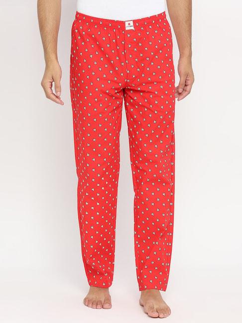 UnderJeans by Spykar Red Printed Pyjamas