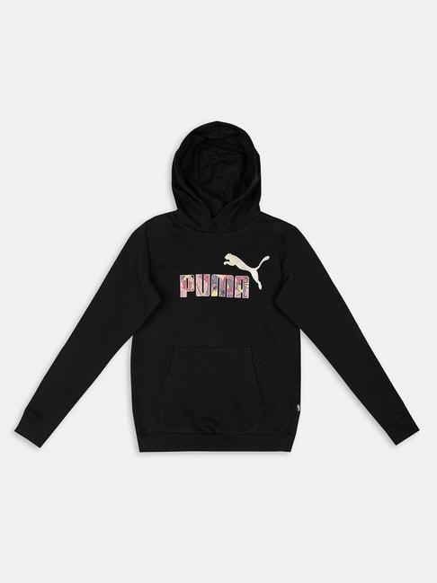 Puma Kids Black Printed Full Sleeves Sweatshirt