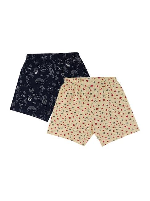 Bodycare Kids Navy & Yellow Printed Shorts (Pack Of 2)