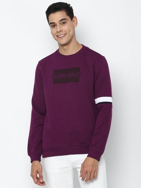 Allen Solly Purple Cotton Regular Fit Printed SweatShirt