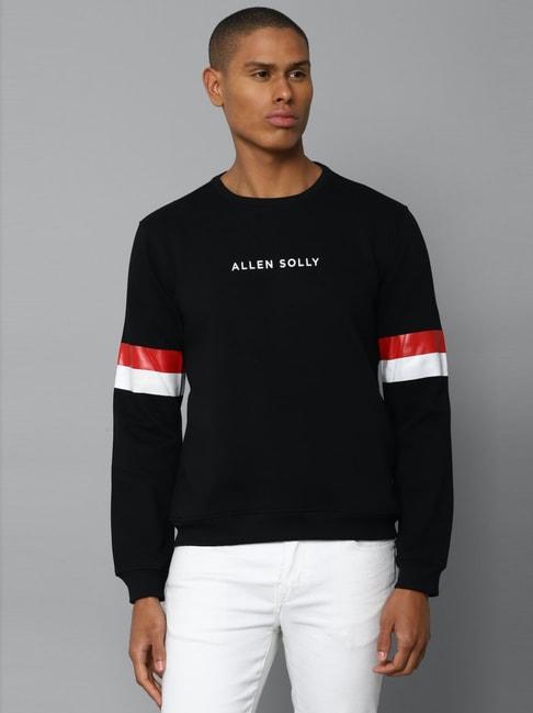 Allen Solly Black Cotton Regular Fit Printed SweatShirt