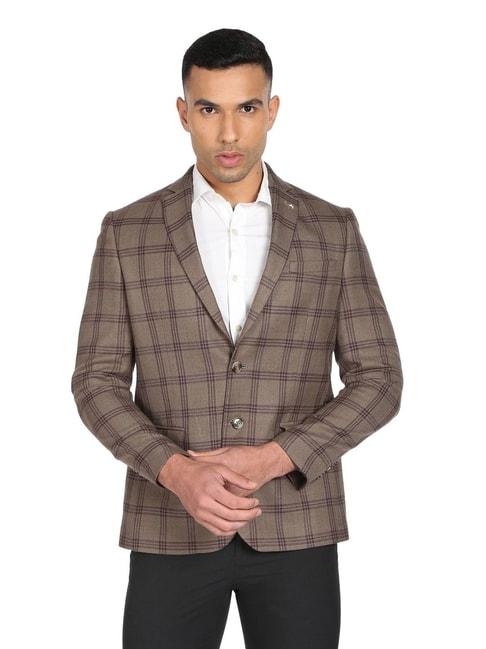 arrow-brown-regular-fit-checks-blazer