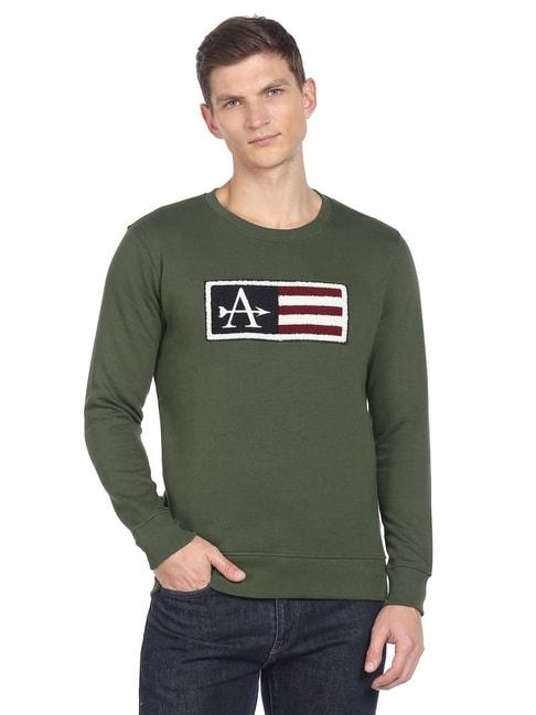 Arrow Sport Green Cotton Regular Fit Printed SweatShirt