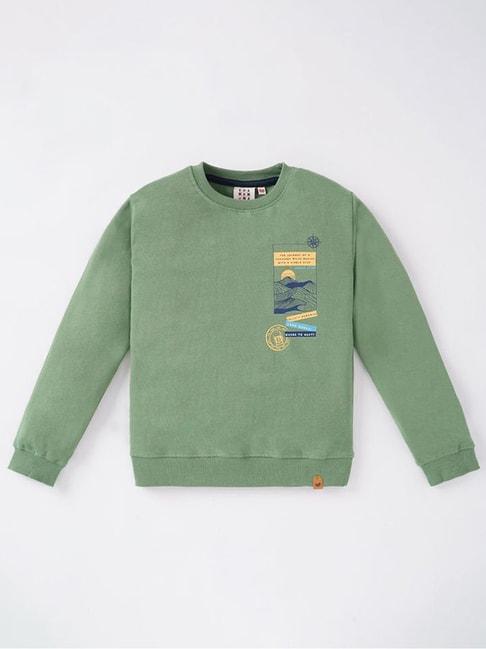 Ed-a-Mamma Kids Green Cotton Printed Full Sleeves Sweatshirt