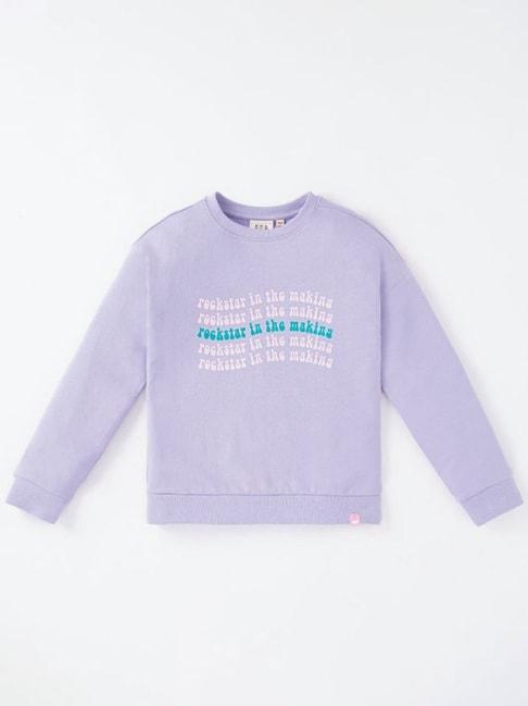 Ed-a-Mamma Kids Purple Cotton Printed Full Sleeves Sweatshirt
