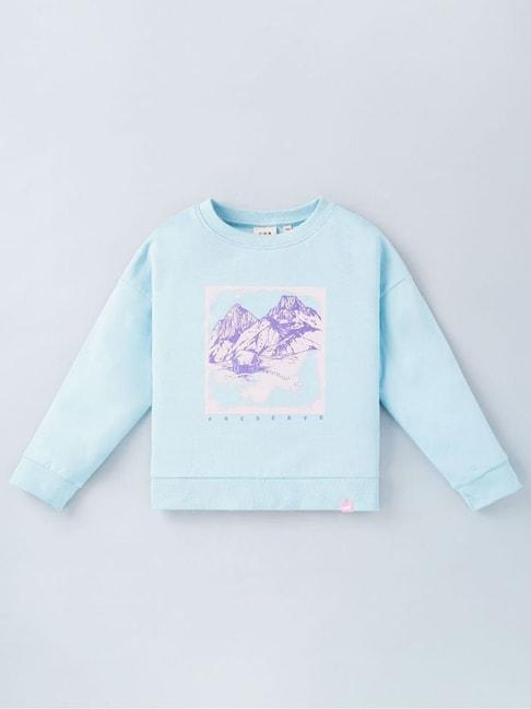 Ed-a-Mamma Kids Blue Cotton Printed Full Sleeves Sweatshirt