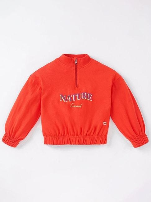 Ed-a-Mamma Kids Orange Cotton Printed Full Sleeves Sweatshirt