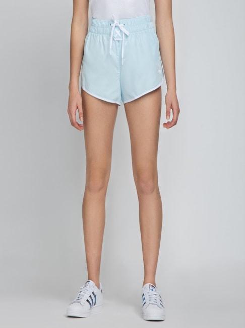 adidas-originals-blue-polyester-laced-sports-shorts