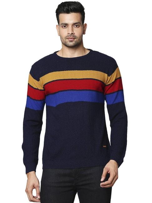 Park Avenue Multi  Regular Fit Striped Sweaters