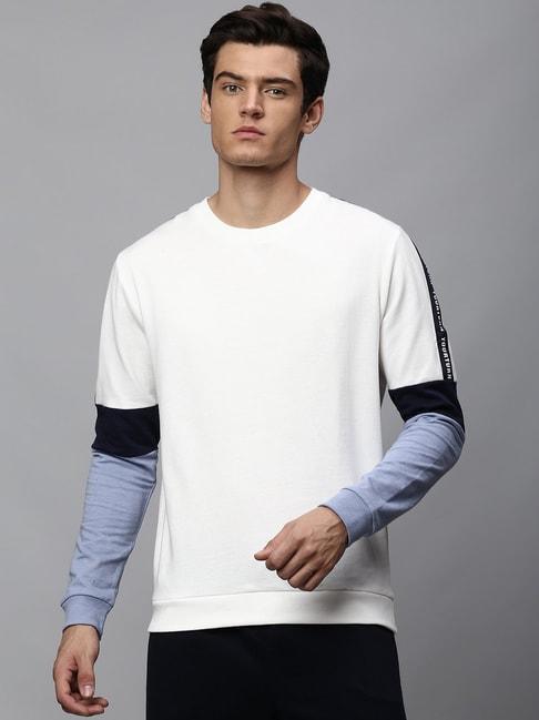high-star-white-round-neck-sweatshirt