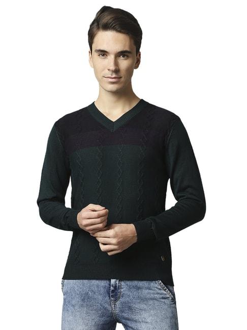 Raymond Green  Regular Fit Colour Block Sweaters