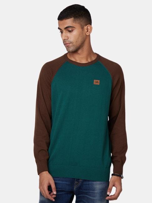 royal-enfield-green-&-brown-colour-block-full-sleeves-sweater