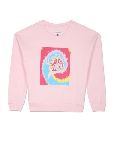 U.S. Polo Assn. Kids Pink Printed Full Sleeves Sweatshirt