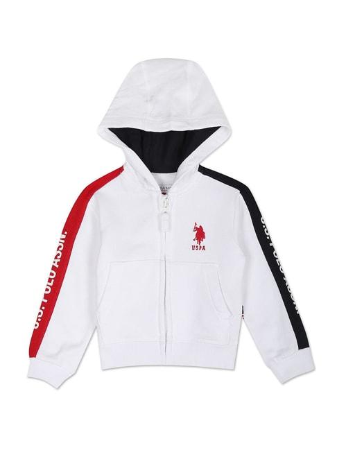 U.S. Polo Assn. Kids White Solid Full Sleeves Hoodie