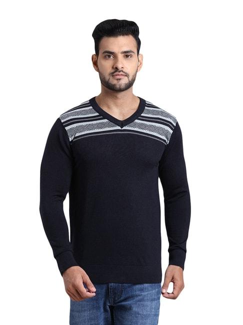 ColorPlus Blue Tailored Fit Striped Sweater