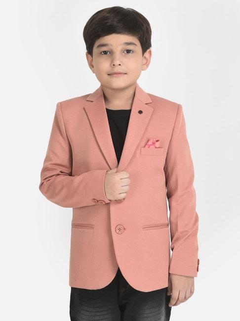 Crimsoune Club Kids Pink Solid Full Sleeves Blazer