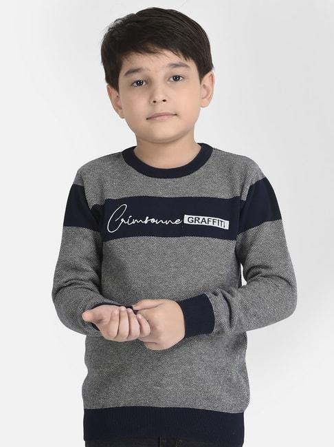 Crimsoune Club Kids Grey Self Design Full Sleeves Sweater