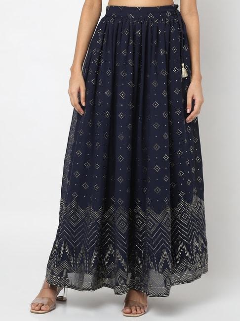 ethnicity-navy-printed-skirt