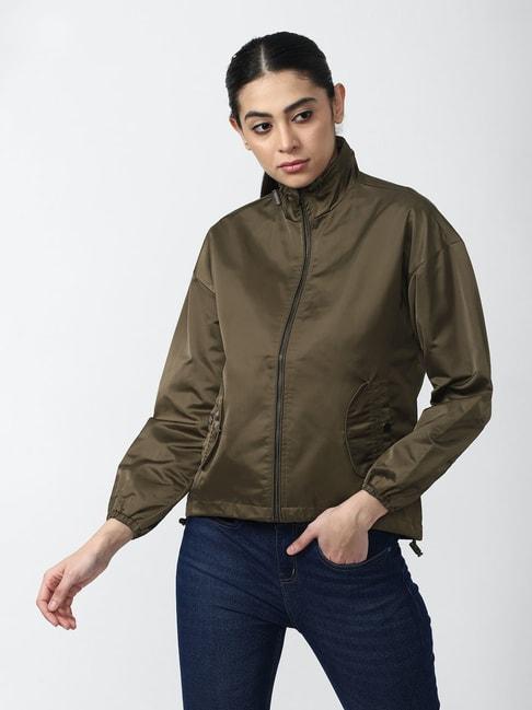 van-heusen-olive-cotton-regular-fit-jacket