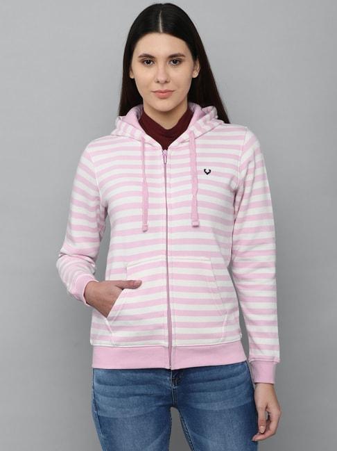allen-solly-pink-&-white-striped-hoodie