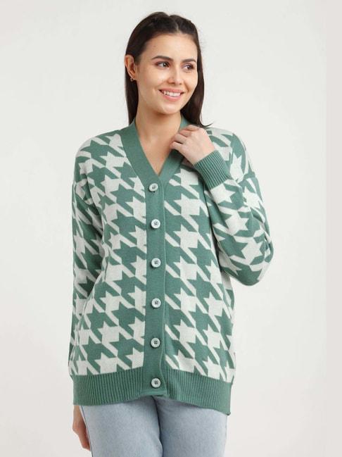 zink-london-green-houndstooth-pattern-sweater