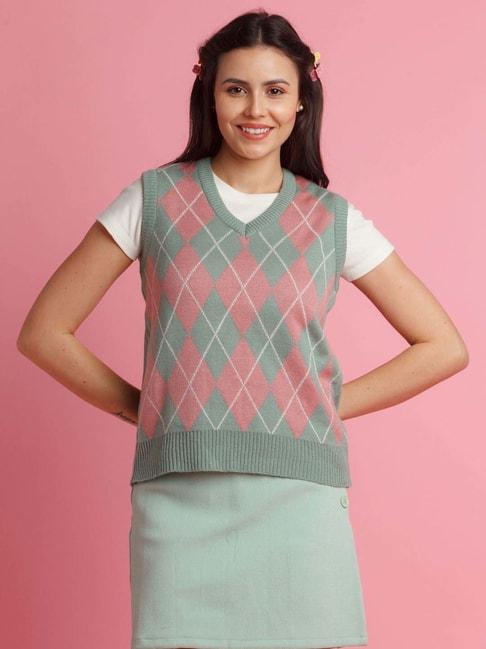 zink Z Multicolored Argyle Pattern Sweater