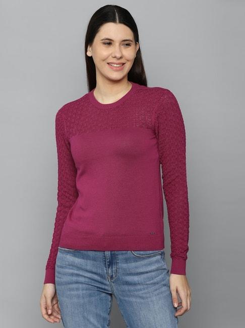 allen-solly-wine-cotton-solid-sweater