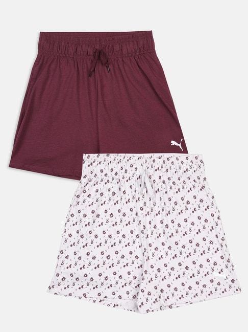 puma-kids-purple-&-white-cotton-logo-shorts