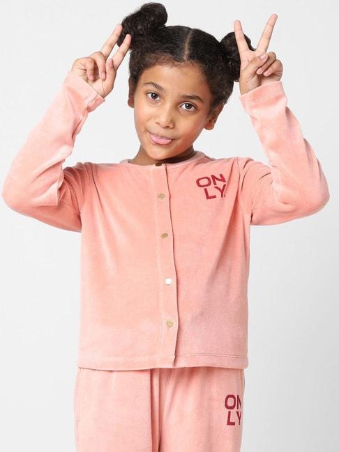 KIDS ONLY Kids Pink Cotton Printed Full Sleeves Cardigan