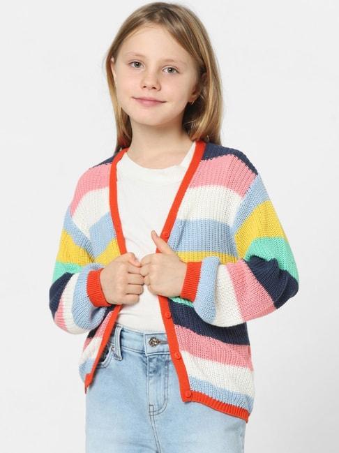 KIDS ONLY Multicolor Cotton Striped Full Sleeves Cardigan