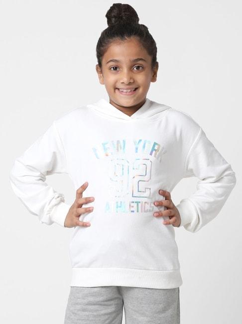 KIDS ONLY White Printed Full Sleeves Sweatshirt