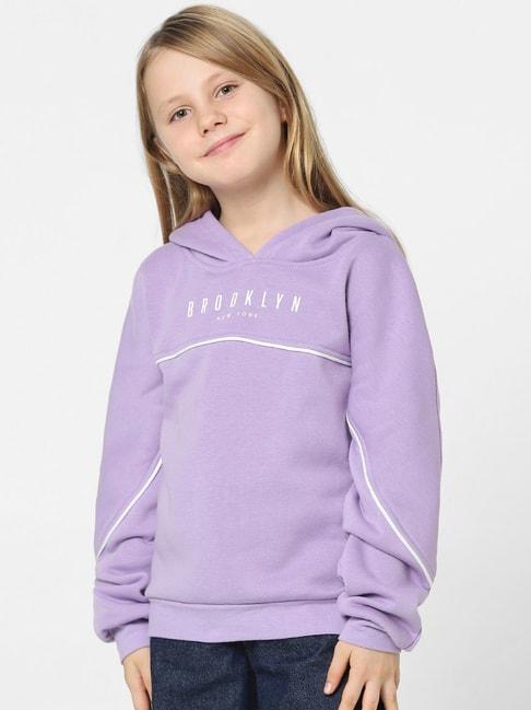 KIDS ONLY Purple & White Printed Full Sleeves Sweatshirt