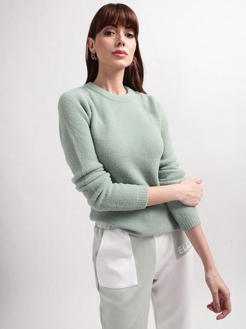 elle-green-regular-fit-sweater